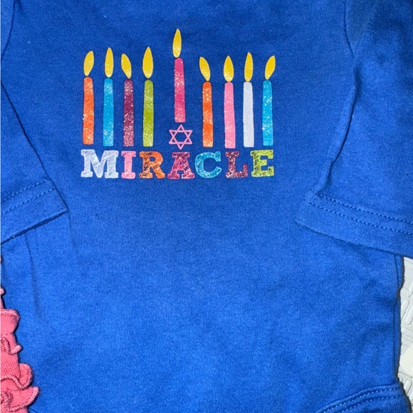 Carters Baby Girl Hanukkah Miracle Menorah Star of David Bodysuit Ruffle Legging - Picture 2 of 11